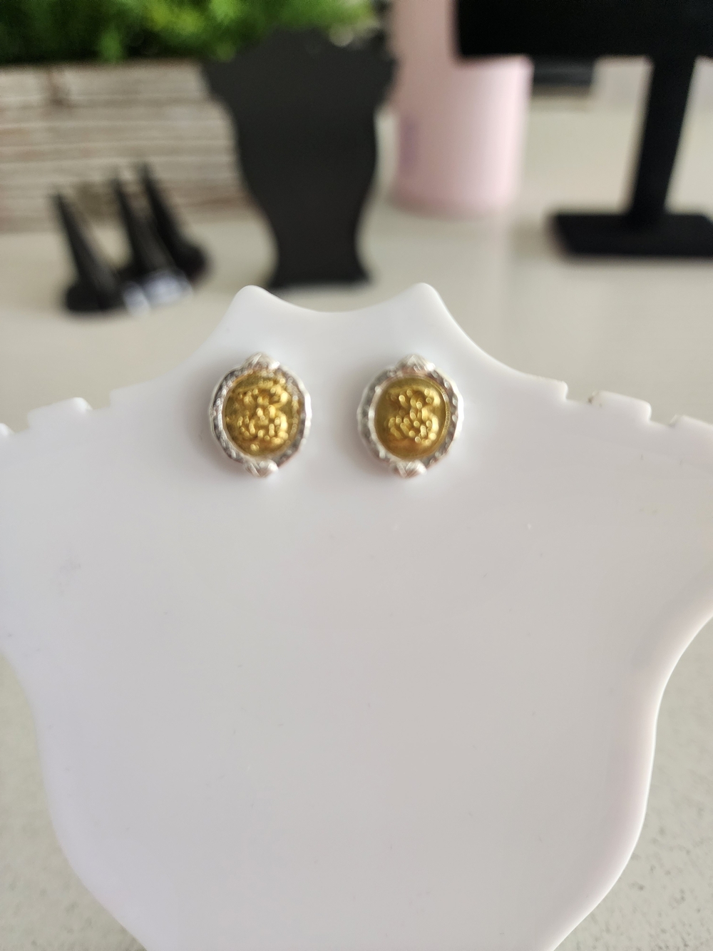 Tous Two-Tone Gold Center Floral Stud Earrings